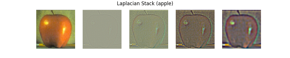 The Laplacian stack of the apple image.